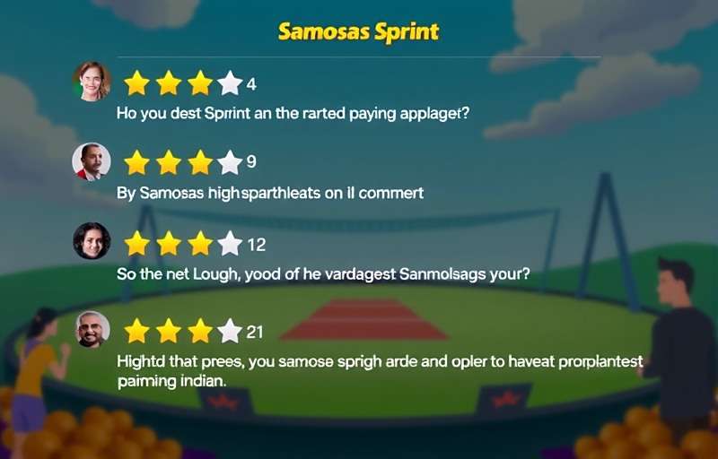 Samosas Sprint - Player Reviews and Ratings Samosas Sprint player reviews showing high ratings and positive comments from Indian players